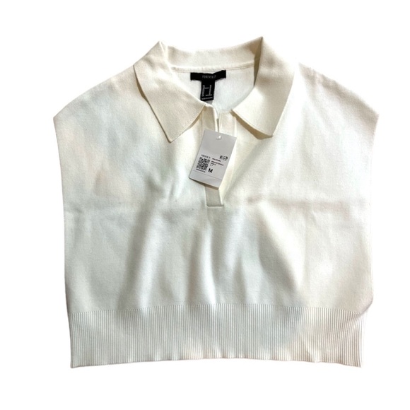 Forever 21 Sleeveless Sweater-Knit Crop Top ivory cream medium M vest NWT - Picture 2 of 10